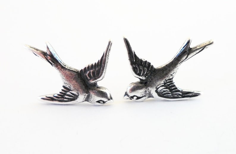 Sparrow Earrings, Bird Earrings, Surgical Steel Post Earrings image 1