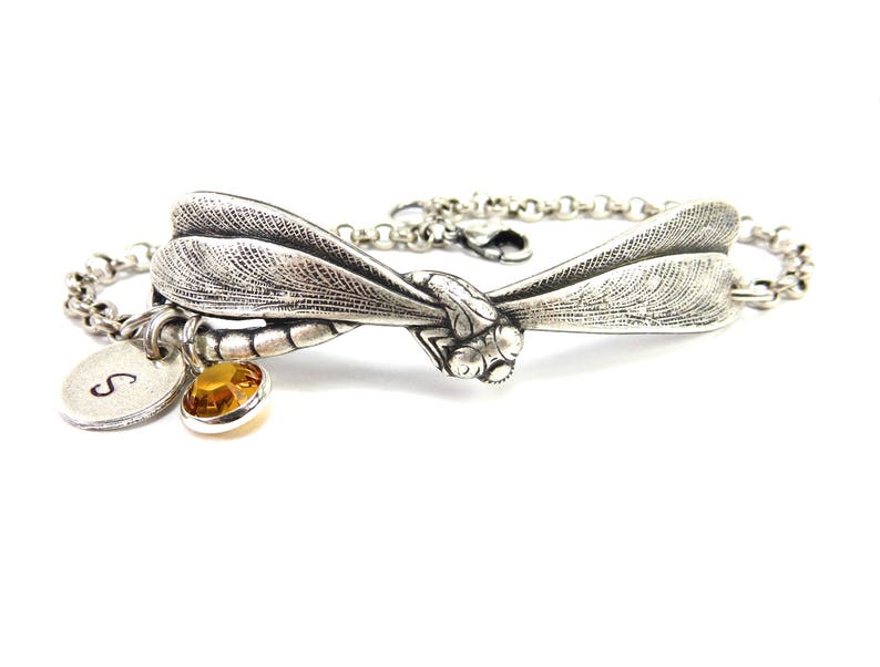 Dragonfly Bracelet, Dragonfly Jewelry, Sterling Silver Finish, Personalized Gift, Remembrance Bracelet, Custom image 6