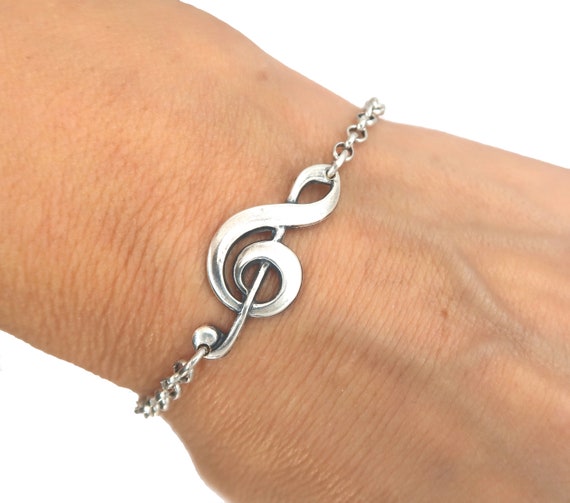Treble clef bracelet for men, men's bracelet, bronze music note charm,  brown cords, gift for him, musician bracelet, g clef, mens jewelry – Shani  & Adi Jewelry