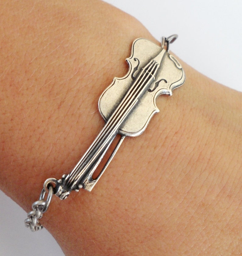 Violin Bracelet in Sterling Silver Ox And Antiqued Brass Etsy