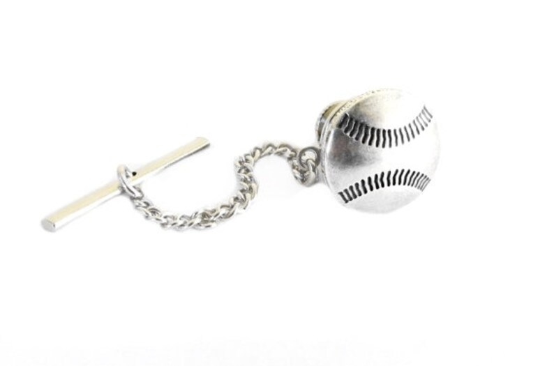 Baseball Tie Tack, Baseball Pin, Baseball Gifts, Gifts For Men, Sterling Silver and Gold Finish image 2