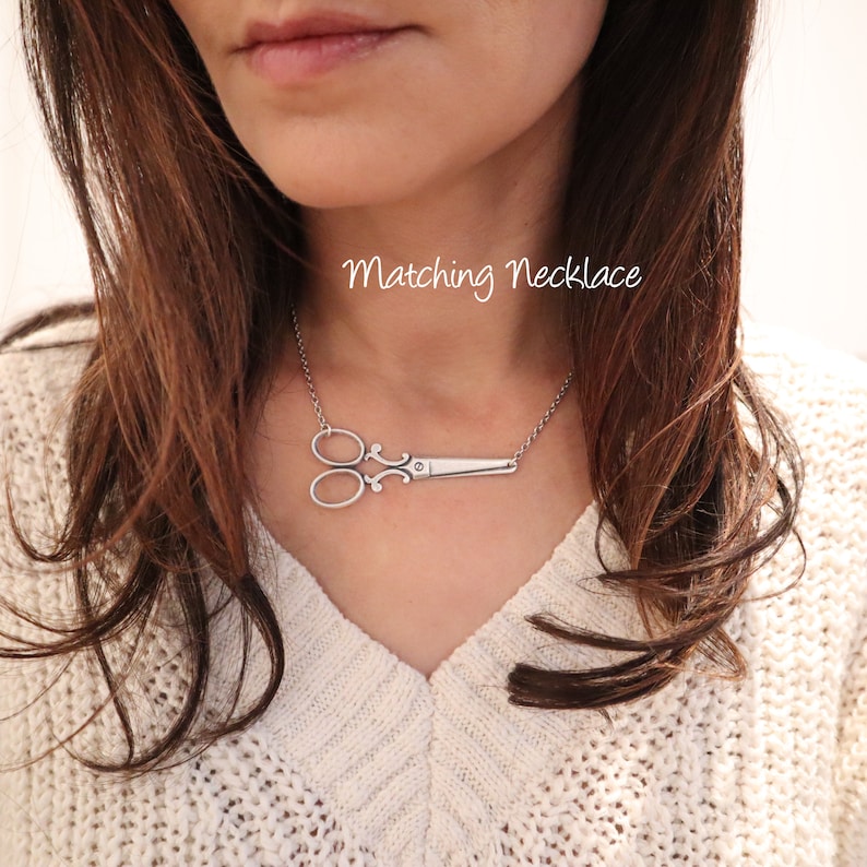 Large Scissor Earrings Sterling Silver Finish Scissor Dangle Etsy