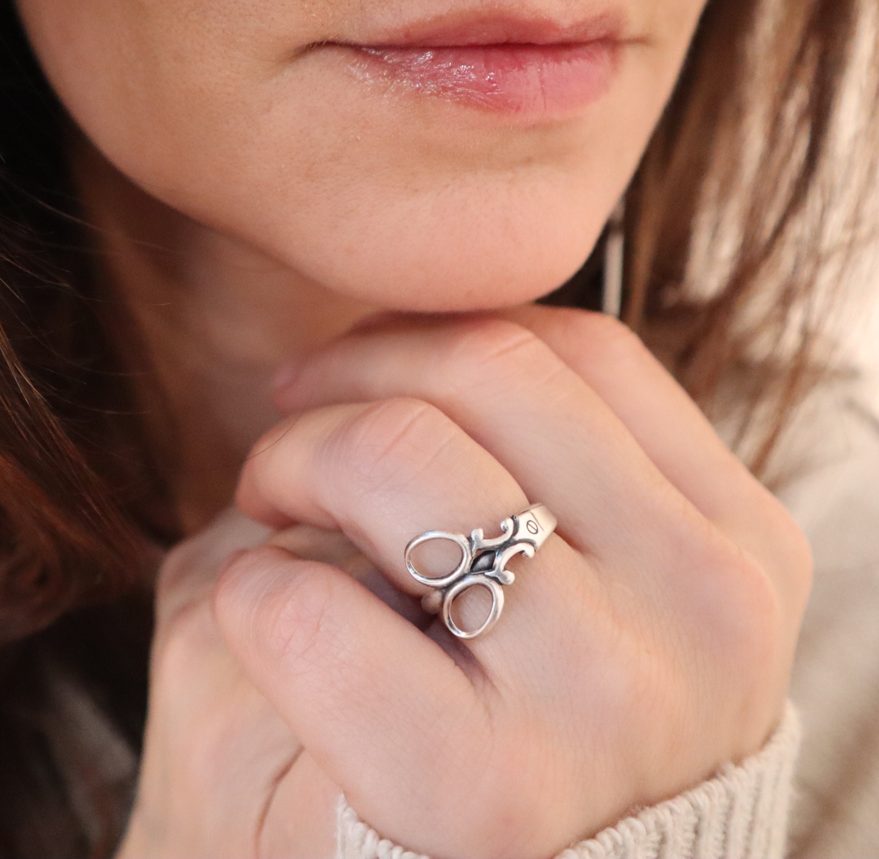 Scissor Ring, Scissor Stacking Ring, Sterling Silver, Gold, Rose Gold Finishes, Midi Rings, Thumb Ring, Scissor Jewelry, Medium Scissor