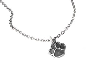 Paw Print Necklace, Paw Print Jewelry, Sterling Silver Finish, 24 K Gold Finish