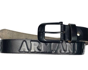 Armani Exchange “ AX “ Black Leather Belt - Etsy display picture 3