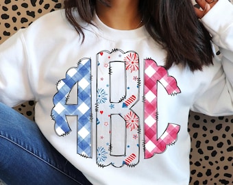 4 juli geschulpt monogram png, coquette gingham, monogram naam png, coquette 4 juli, zomermonogram png, coquette monogram