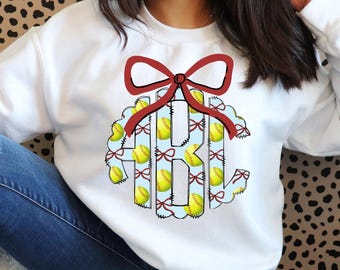 Softball Monogram,Softball Scallop,Full Alphabet Monogram, Softball Alphabet,Doodle Monogram Digital Download