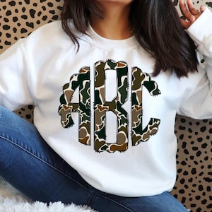 Old School Camo Scalloped Monogram PNG | Old School Camo Monogram | Old School Camo | Doodle Font