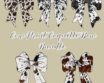 Cow Print Bow Bundle PNG | Coquette Bow PNG | Cow Print PNG