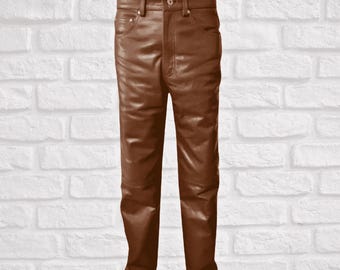 Bockle Pantaloni In Pelle Uomo - Jeans In Pelle Anilina Di Vacchetta, Taglio Dritto, Colore Nero, Con Fodera, Qualità Premium