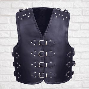 Mens Stylish Leather Vest with Adjustable Buckles | Punk Rock Fashion