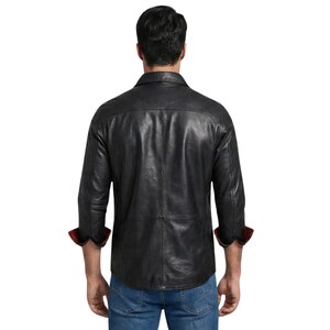 men leather shirt slim fit