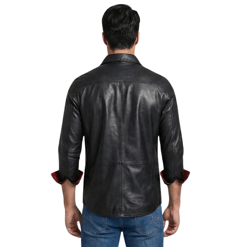men leather shirt slim fit