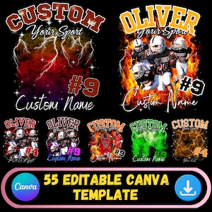 Editable 55 Football Mascot Shirt Canva Templates, Custom Homecoming School Spirit 90s Collage T-Shirt PNG, Sublimation DTF Print Design