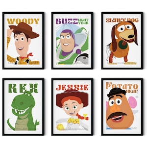 Láminas de arte de pared de Toy Story para decoración de habitación de bebé, arte de pared de bebé, póster de Woody, decoración de pared de Toy Story, arte de Woody Buzz, Jessie, Rex A3 A4