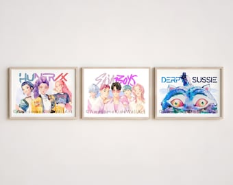 Kpop Demon Hunters Landscape Prints Huntrix, Saja Boys & Derpy - Sussie girls room decor Rumi Mira Zoey