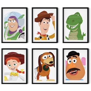 Toy Story Nursery Art Prints: Woody, Jessie, Rex Minimalist Decor