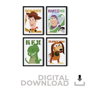 Toy Story Nursery Art Prints: Woody, Buzz, Rex, Slinky Dog (Digital Download)