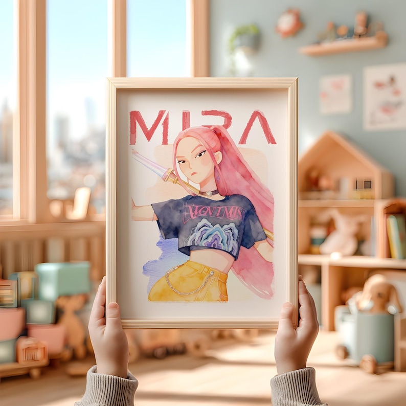 Kpop Demon Hunters set of 3 watercolour art prints, Rumi, Mira and Zoey, girls room decor image 4