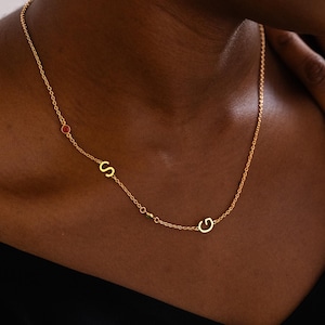 Elegant Initial Necklace with Birthstone, Personalised Letter Necklace, Birthstone Jewelry,Minimalist Necklace,Birthday Gifts,Christmas Gift