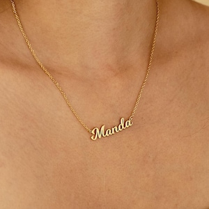 Minimalist 18K Gold Name Necklace, Dainty Name Charm Necklace, Personalised Necklace, Birthday Gifts, Summer Jewelry Gifts, Gifts for Woman