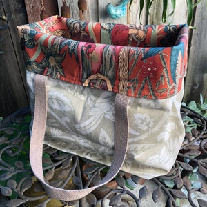Large Reversible Eco-Tote: Birds & Frida Print, Cotton Canvas Market Bag