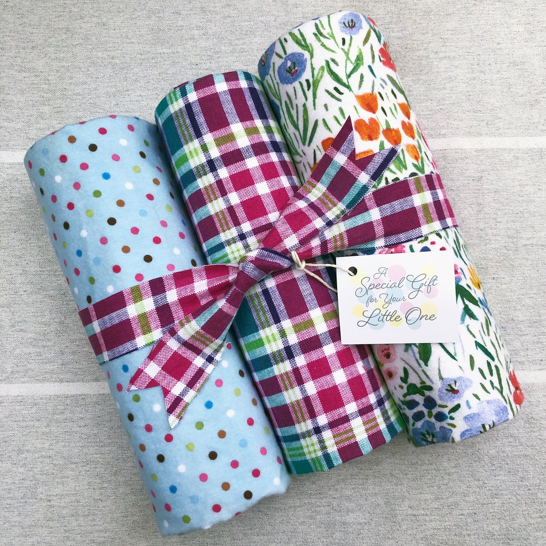 Flannel Baby Blanket 3-pack: Bright Prints, Soft Receiving Blankets ...