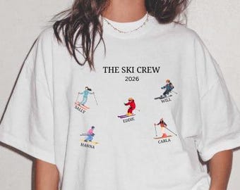 Custom Unisex Ski vacation shirt - personalized Ski Trip T-shirt for Family and Friends - Group gift skiing
