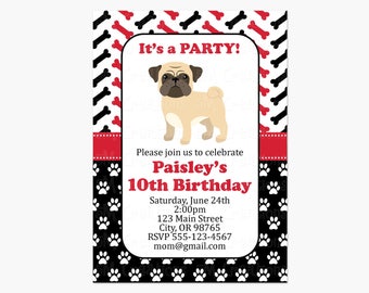 CHOOSE YOUR PUPPY - Puppy Birthday Party Invitations - Dog Birthday Party Invite - Printable Invite - Puppy Adoption Party Invitations - Pug