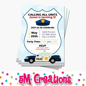 Police Party Invitations Cop Party Invite Police Birthday Party Printable Invite Boy Party Invitations image 1