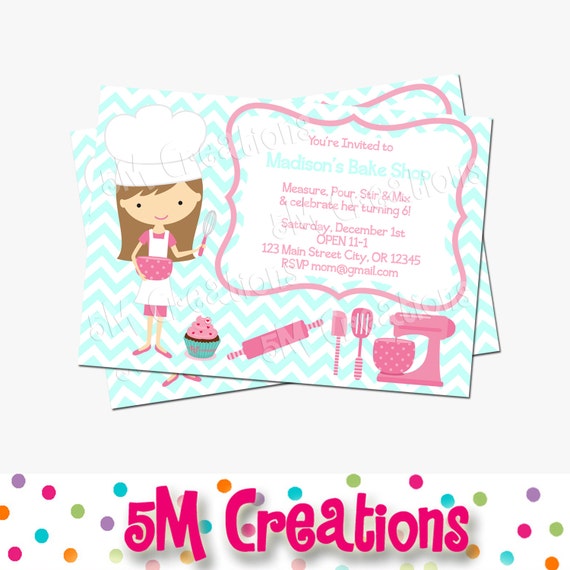 BAKE SHOP Invitation Baking Party Invitation Cupcake Party Invite