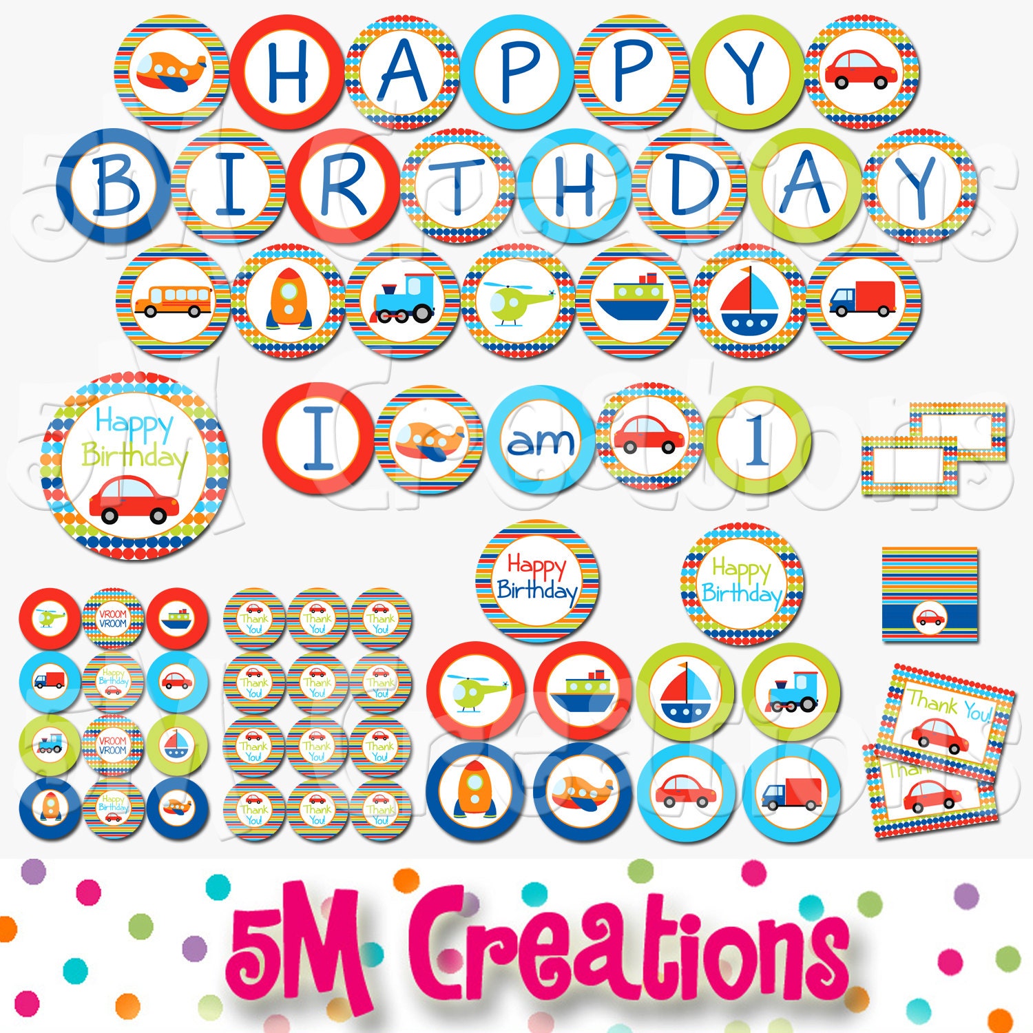 Transportation Birthday Party Printable Decorations Vehicle Etsy Transportation Birthday Party Printable Decorations Vehicle Etsy