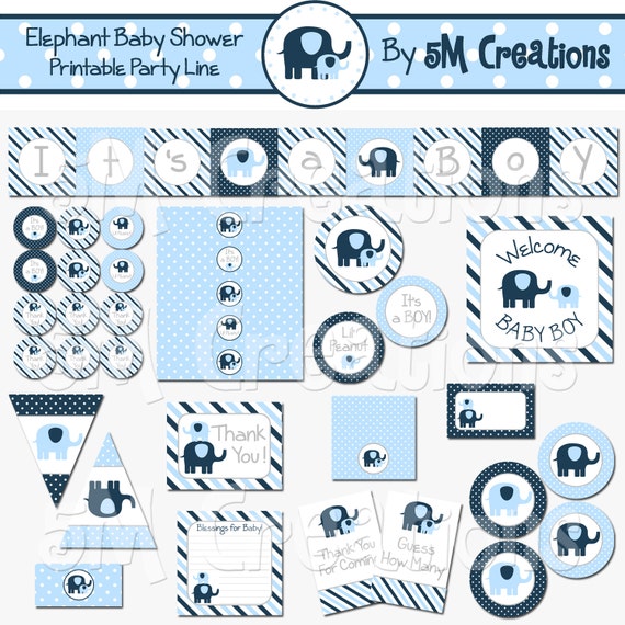 Elephant Baby Shower Decorations -Elephant Baby Shower Printables - Elephant Banners - Elephant Birthday Party INSTANT DOWNLOAD Pdf Il_570xn