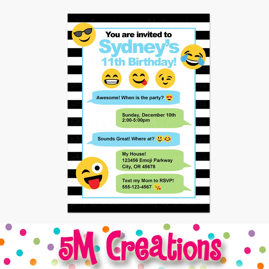 Emoji Birthday Party Invitations Emoji Birthday Party - Etsy