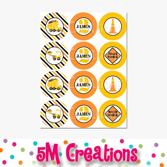 Construction Cupcake Toppers - Construction Party Printables - Construction Birthday Party - Dump Truck Excavator Cupcake Toppers - digital Il_570xn