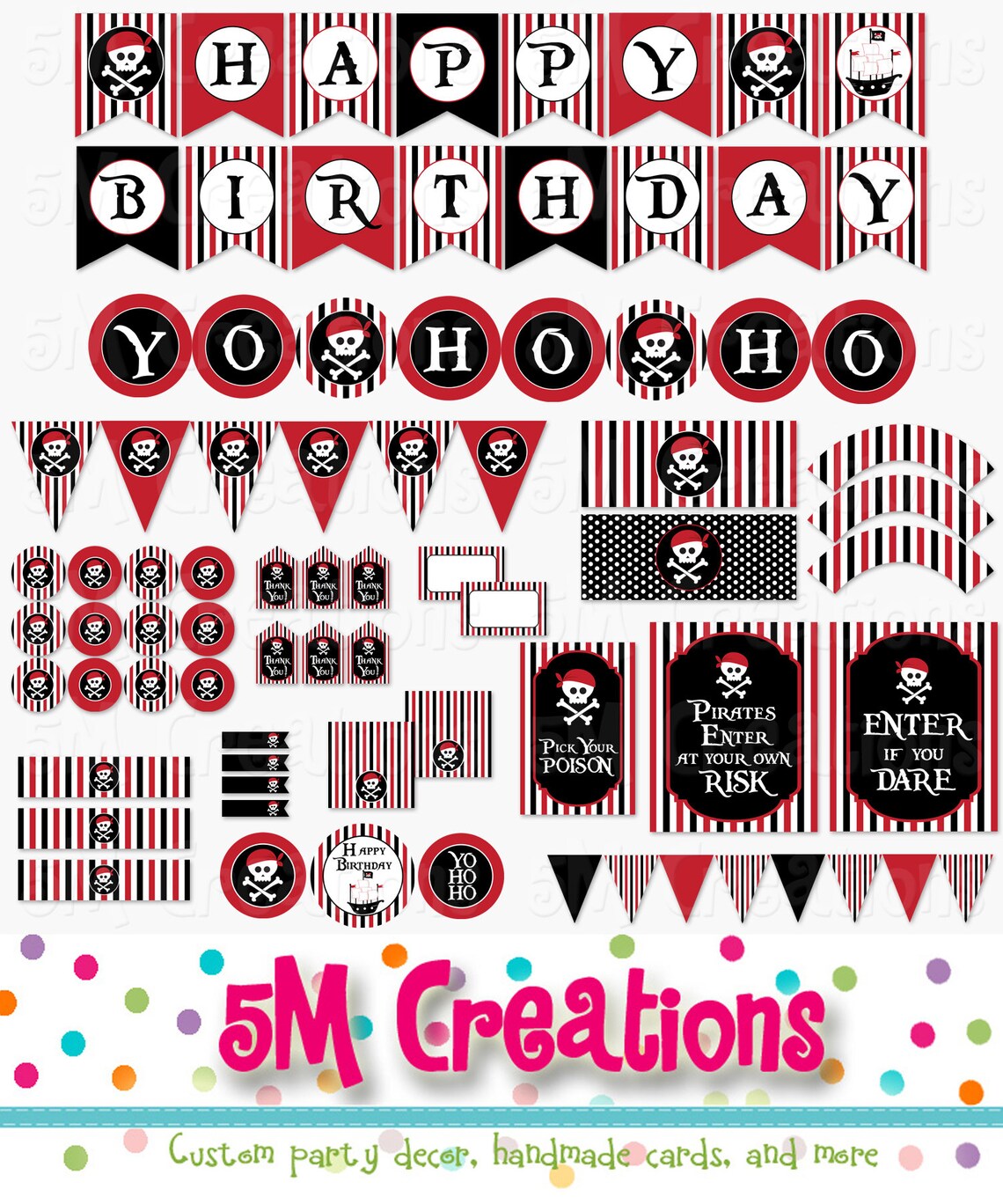 Pirate Birthday Party Printable Decorations Package Pirate | Etsy