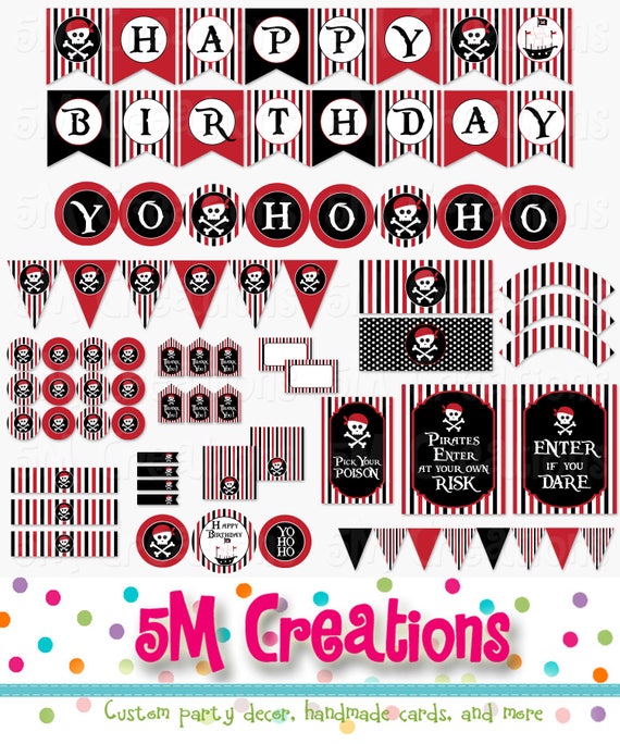 Pirate Birthday Party Printable Decorations Package Pirate Party