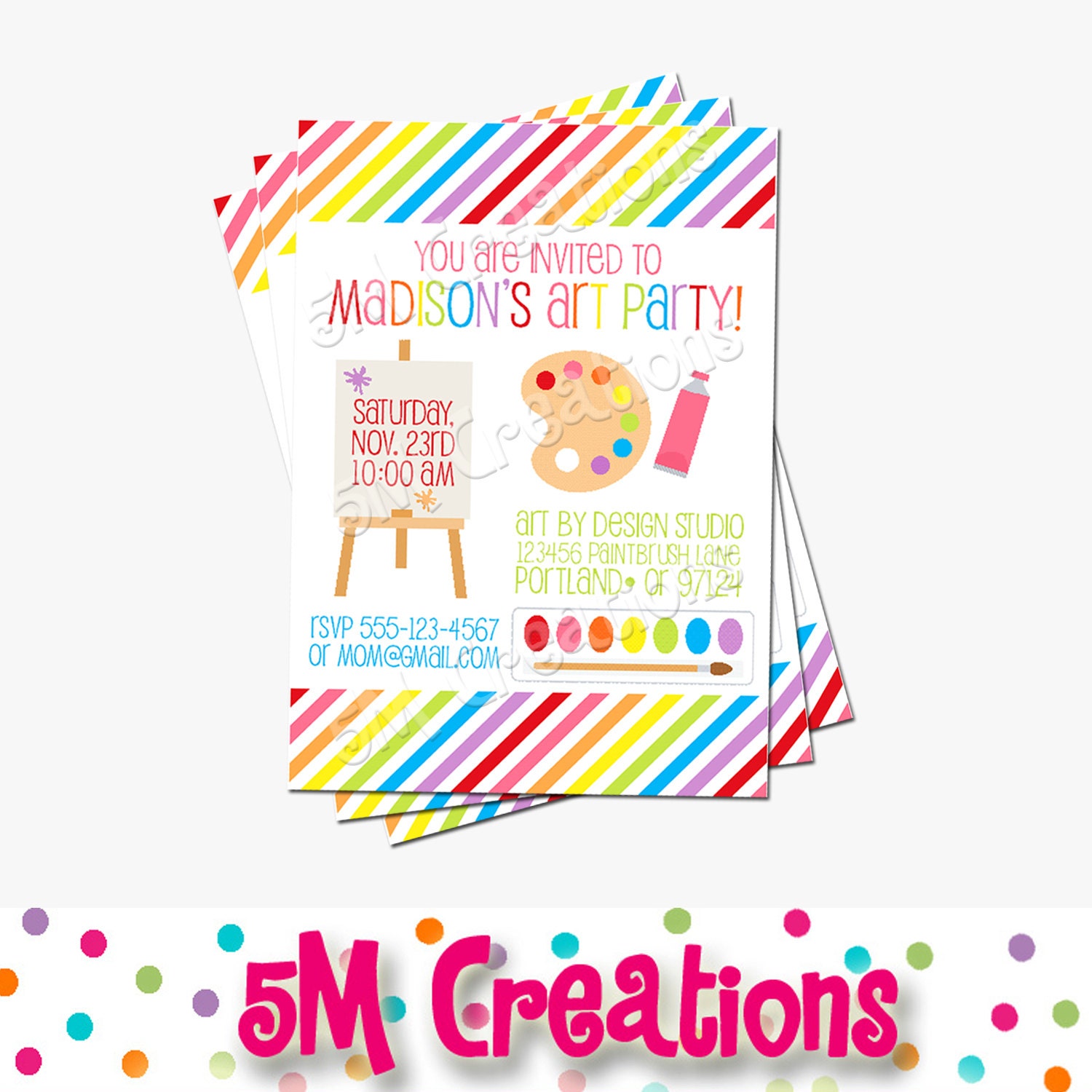 Rainbow Art Party Printable Package Art Birthday Party | Etsy