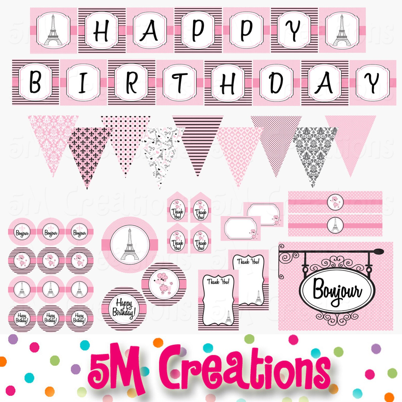 Paris Birthday Party Decorations Paris Party Printable Decor - Etsy