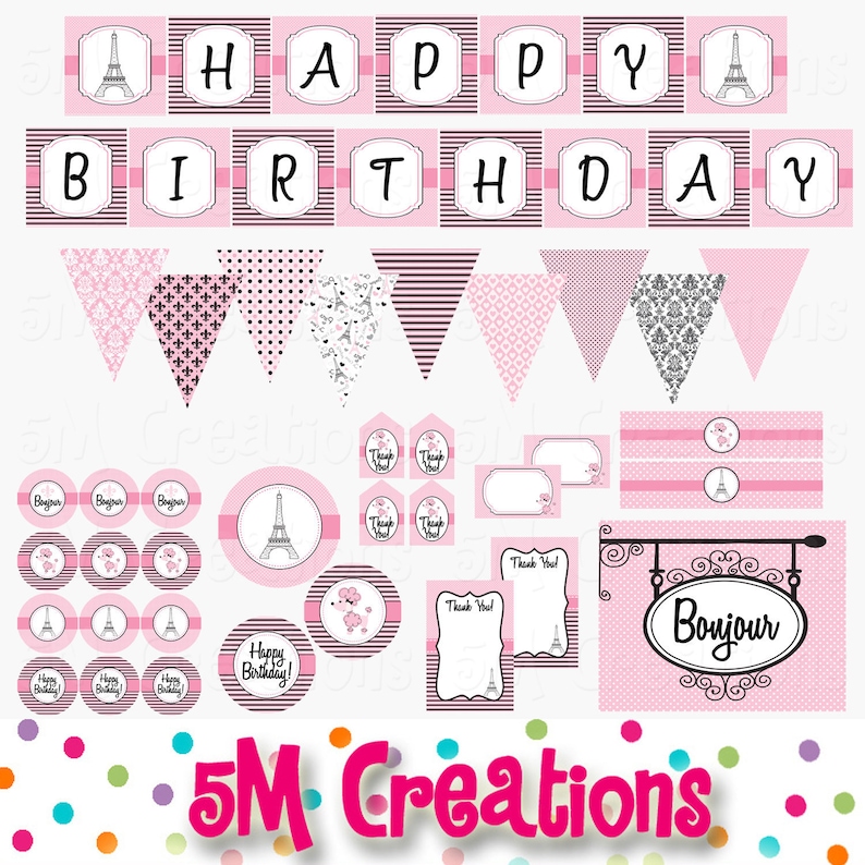 Paris Birthday Party Decorations Paris Party Printable Decor - Etsy