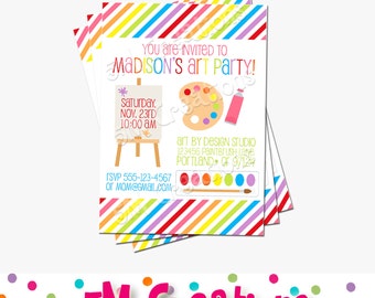 Art Party Invitation - Rainbow Art Printable Invitation- Rainbow Art Birthday Party Printables - Rainbow Invitation - Art Printable Invite