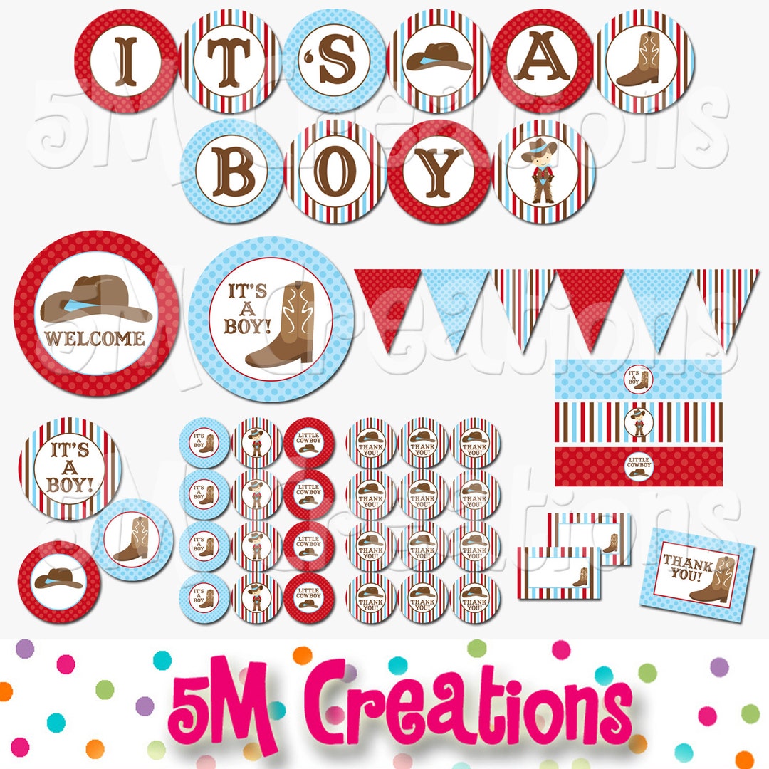 Cowboy Party - Printable Decorations - Western Baby Shower Package ...