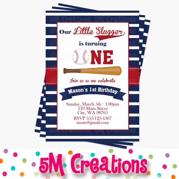 Baseball Birthday Party Invitations - Baseball Party Printable Invitation - Sports Party Digital Printable Invite - First birthday Second Il_570xn