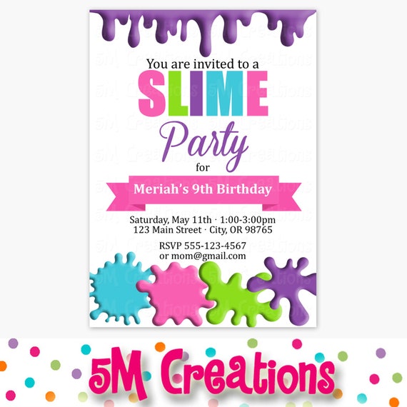 SLIME Birthday Party Printable Decorations Girl Slime Birthday Party Pink  Purple Green Blue Banner Cupcake Toppers INSTANT DOWNLOAD 
