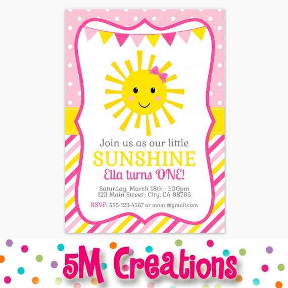 Sunshine Birthday Party Invitation - You are my Sunshine Birthday Party Invite - Sunshine 1st Birthday Party Printable Invite Il_570xn