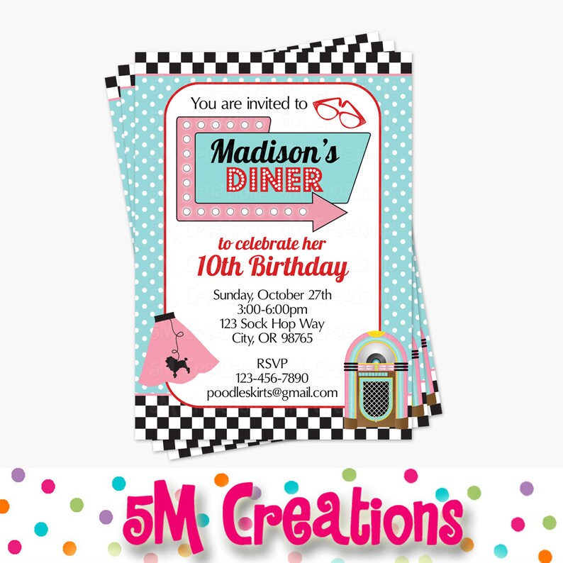 1950s Diner Party Sign 50s Birthday Party Poster Printable - Etsy
