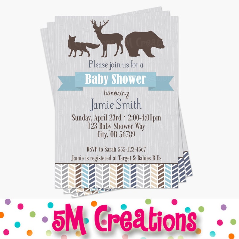 Woodland Baby Shower Invitation Forest Animal Baby Shower Etsy