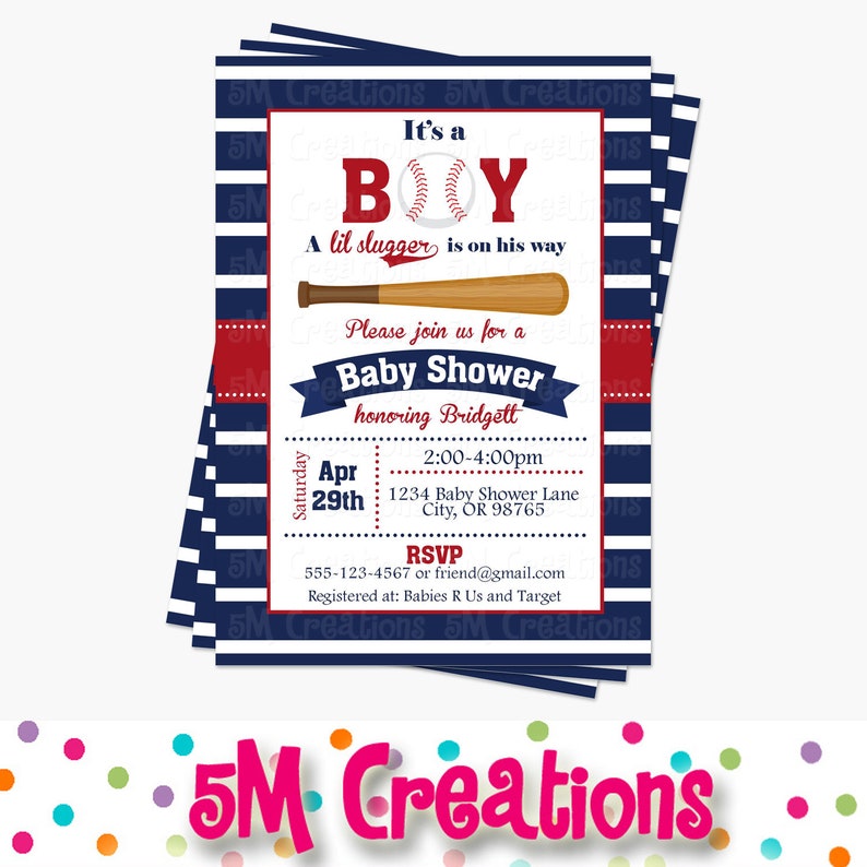 Baseball Baby Shower Invitations Baseball Party Printable - Etsy
