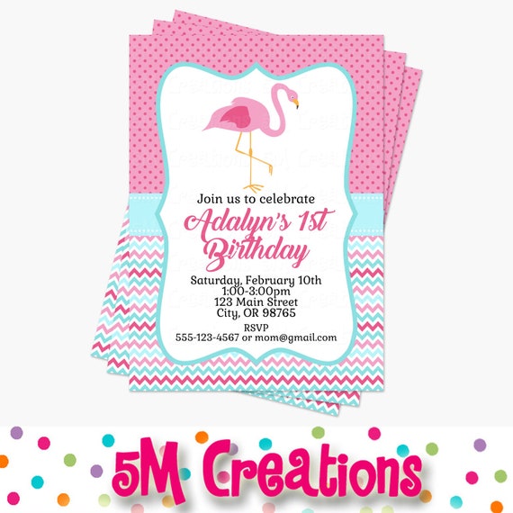 flamingo party invitation flamingo birthday invitations etsy