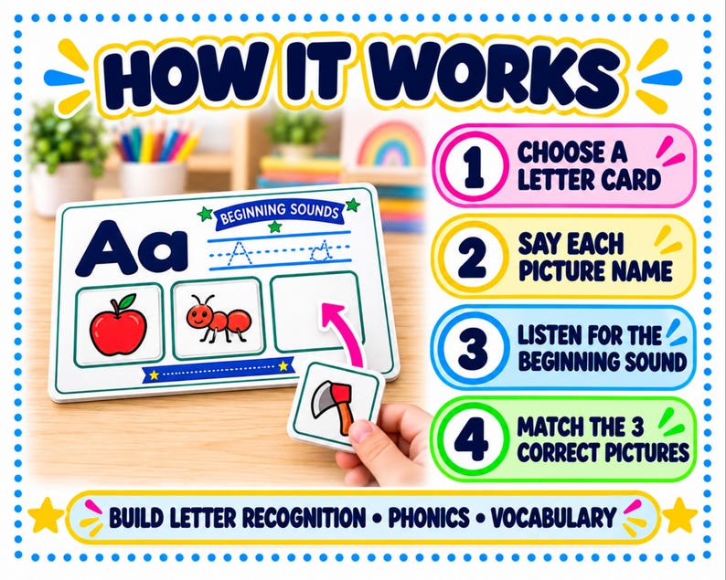 Beginning Sounds Task Box Printable | A–Z Alphabet Picture Matching ...